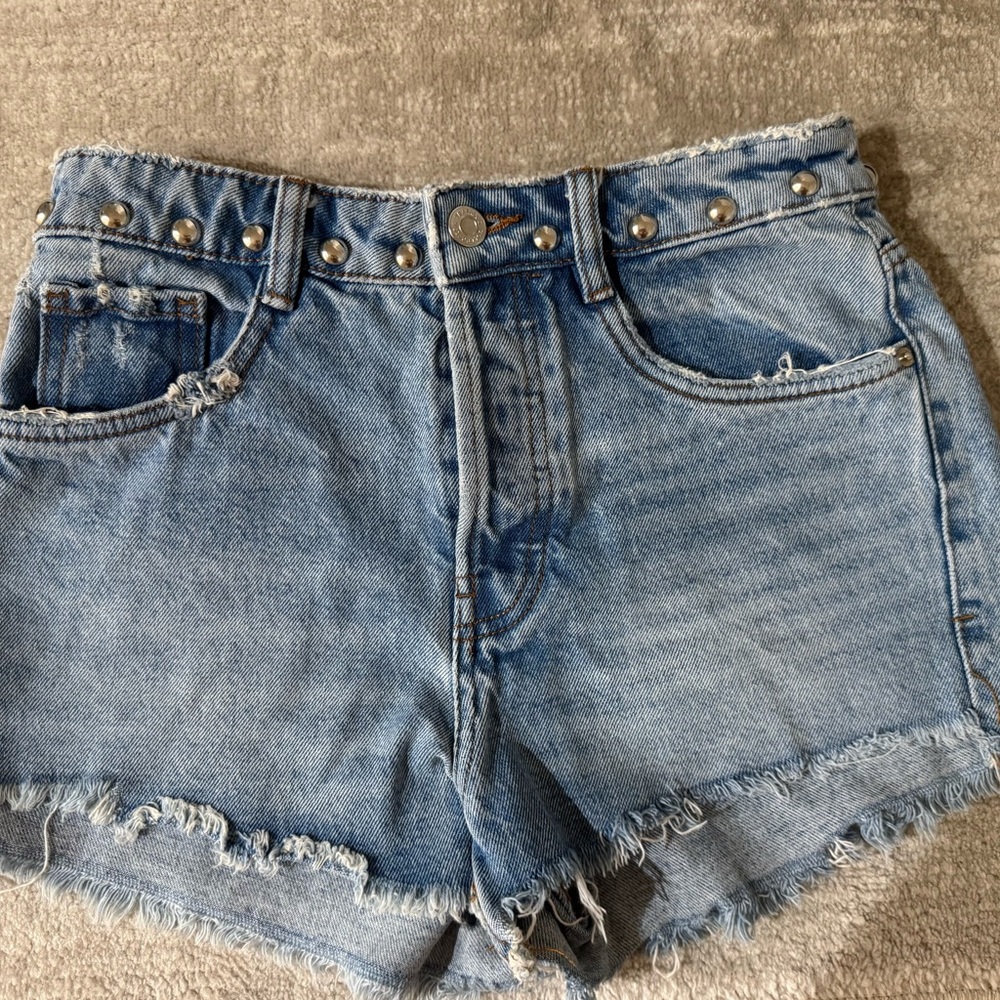 Zara Blue Jean Shorts Distressed Casual